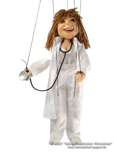 Médico rubio marioneta