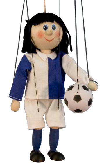 Jugador de fútbol marioneta de madera