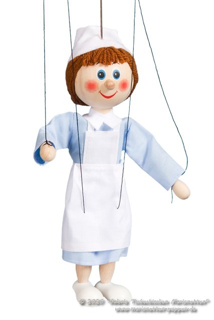 Enfermera marioneta de madera 
